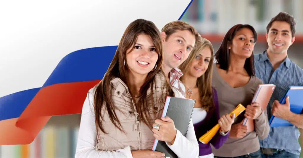 Students discussing study abroad